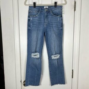 Kensie Vintage Luxe Distressed Jeans with Frayed Hems Sz 6/28 Stretch Denim